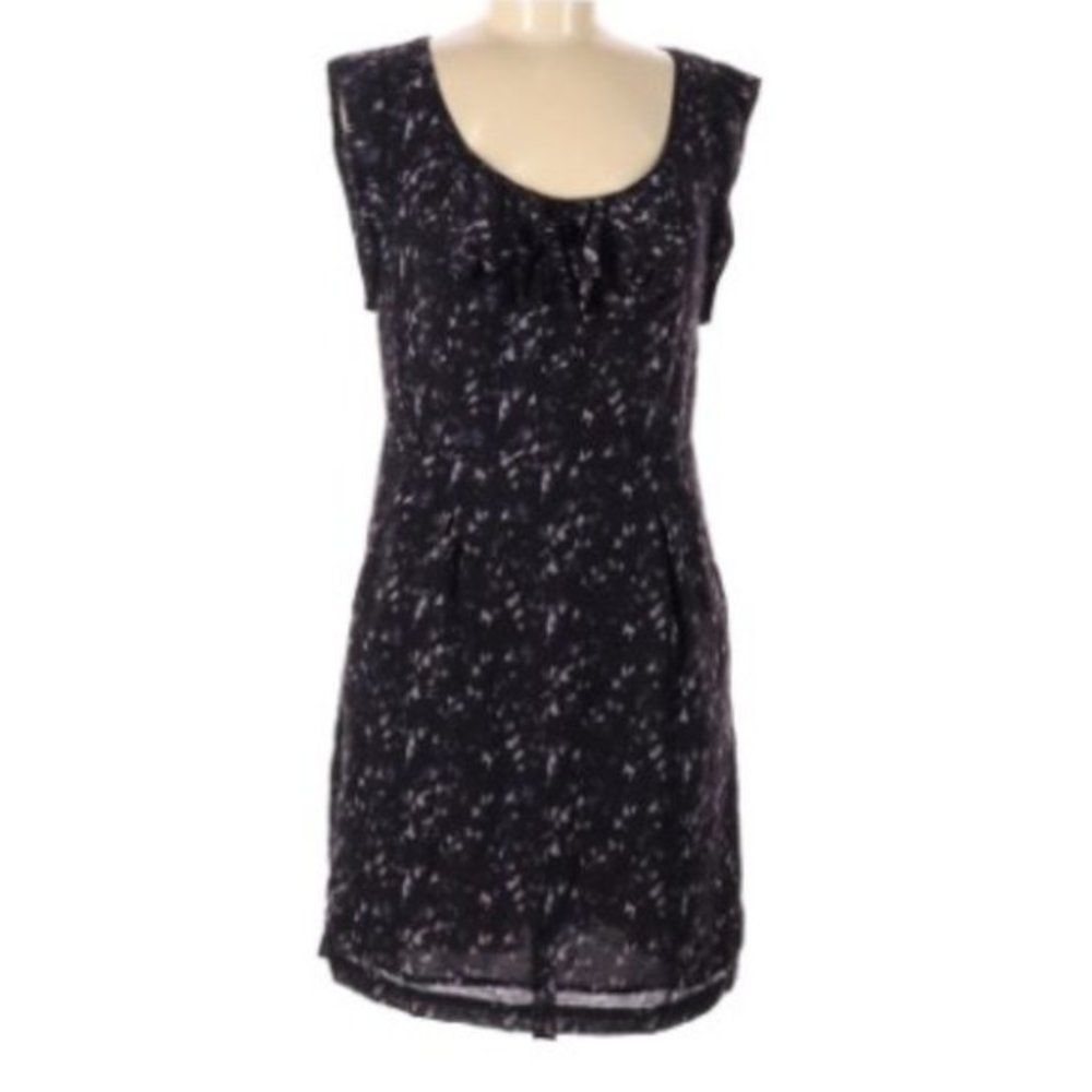 Ann Taylor Cap Sleeve Sheath Dress Floral 6 Purple Black Sleeveless Knee Length